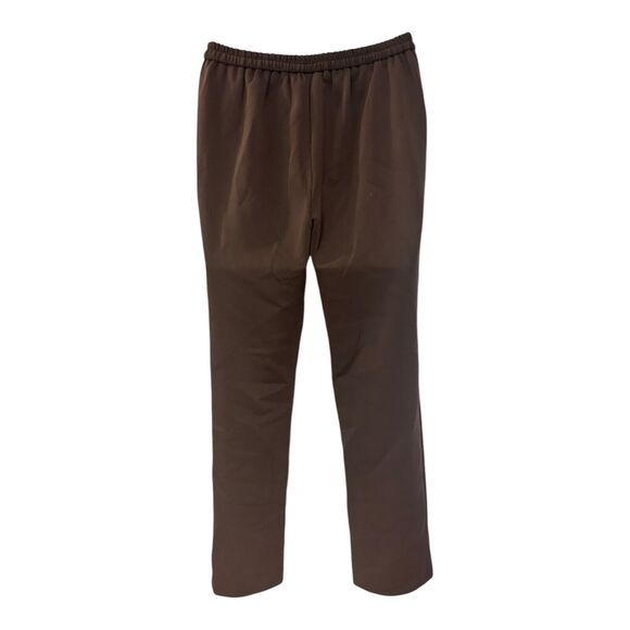 Midnight Velvet Scuba Knit Desk to Dinner Office Cocktail Party Brown Pant Suit - Picture 13 of 16